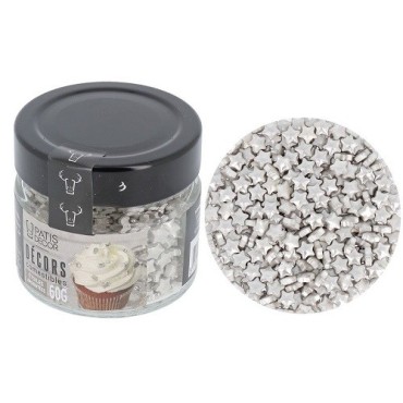 Patisdécor Silver Star Sprinkles 60g – Elegant Cake & Cupcake Decorations