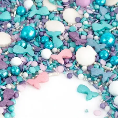 Super Streusel FräuleinFlosse 90g – Meerjungfrauen Streusel Mix mit Flossen & Muscheln