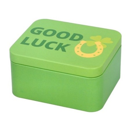 Birkmann Good Luck Gift Box – Green Metal Tin 10x12x6 cm