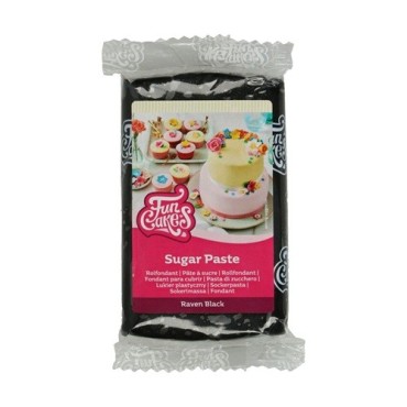 FunCakes Sugar Paste Raven Black 250 g – Black Fondant with Vanilla Flavour