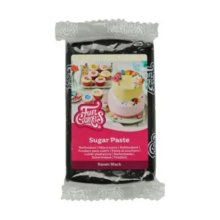 FunCakes Sugar Paste Raven Black 250 g – Schwarzer Fondant mit Vanillearoma