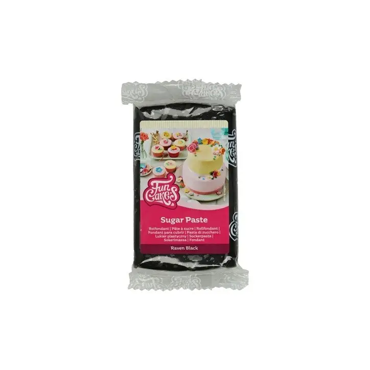FunCakes Sugar Paste Raven Black 250 g – Black Fondant with Vanilla Flavour