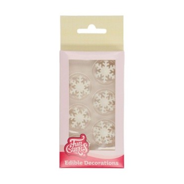 FunCakes Sugar Decorations Snowflakes White 12 pcs – Edible Winter Cake Toppers