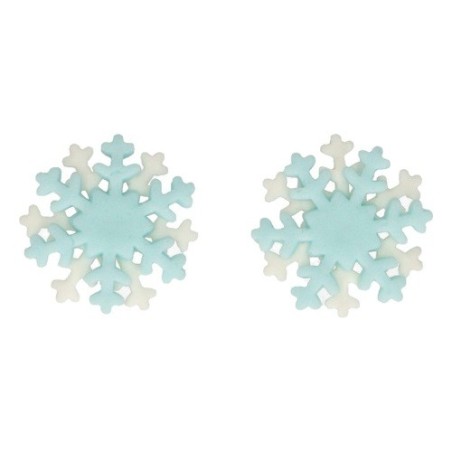 FunCakes Zucker Deko Schneeflocken Blau/Weiss 12 Stück – Essbare Winter & Frozen Tortendeko