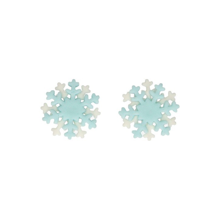 FunCakes Zucker Deko Schneeflocken Blau/Weiss 12 Stück – Essbare Winter & Frozen Tortendeko