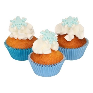 FunCakes Zucker Deko Schneeflocken Blau/Weiss 12 Stück – Essbare Winter & Frozen Tortendeko