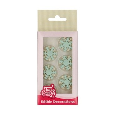 FunCakes Sugar Decorations Snowflakes Blue/White 12 pcs – Edible Frozen & Winter Cake Toppers