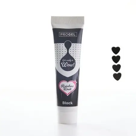 Rainbow Dust ProGel Lebensmittelfarbe Schwarz 25g – hochkonzentriertes Farbgeld für Fondant & Teig