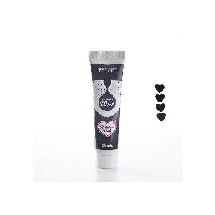 Rainbow Dust ProGel Food Colouring Black 25g – Strong Gel Colour for Cakes & Fondant
