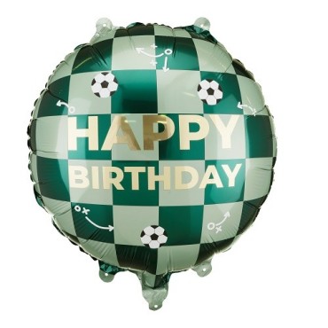 PartyDeco Happy Birthday Soccer Foil Balloon, 35cm