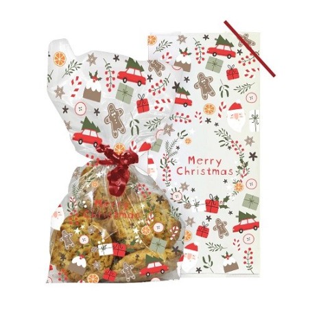 Anniversary House Scandi Christmas Cello Beutel 20 Stück – Weihnachtsverpackung 12.5x28.5 cm