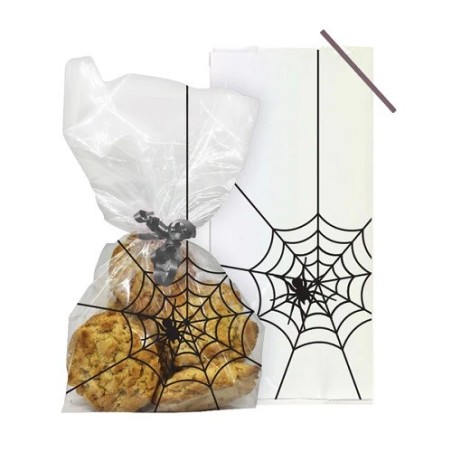 Anniversary House Halloween Spider Cello Beutel 20 Stück – Süssigkeitenbeutel 12.5x28.5 cm
