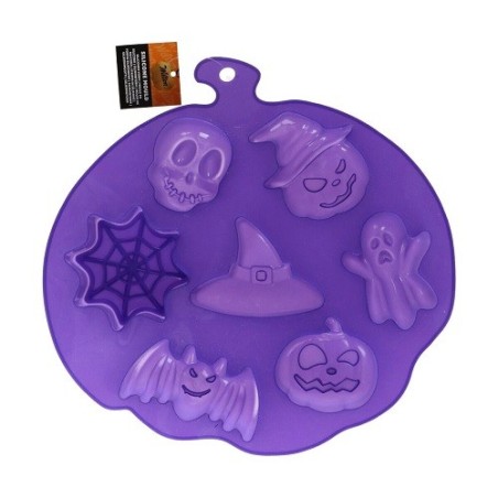 Wilton Halloween Silicone Mould 🎃👻 – Ghost, Pumpkin, Witch Hat, Bat, Skull & Spider Web Shapes