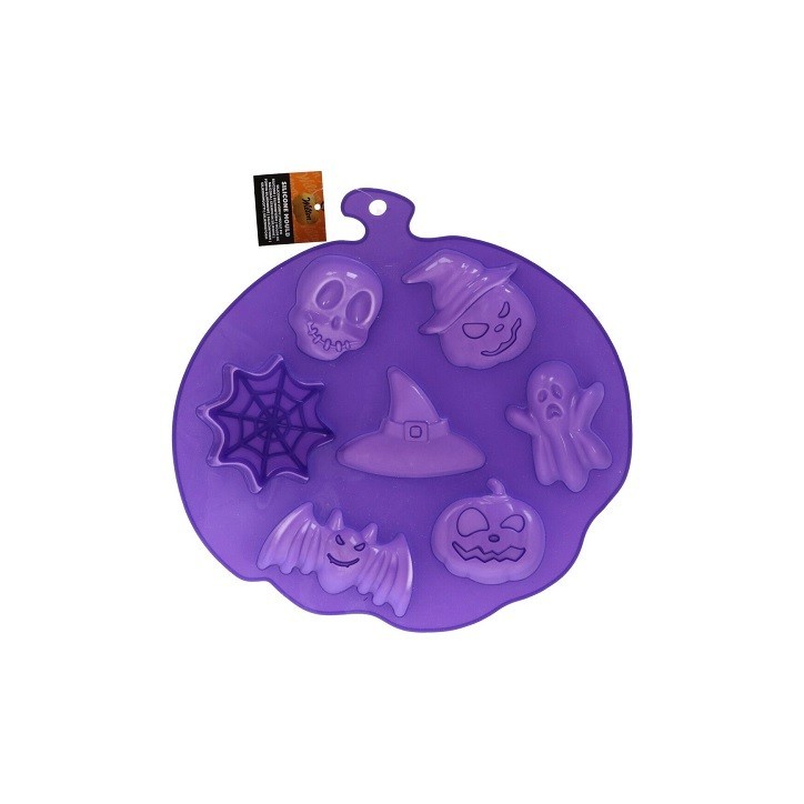 Wilton Halloween Silikonform 🎃👻 – Backform für Geist, Kürbis, Hexenhut, Totenkopf, Spinnennetz & Fledermaus