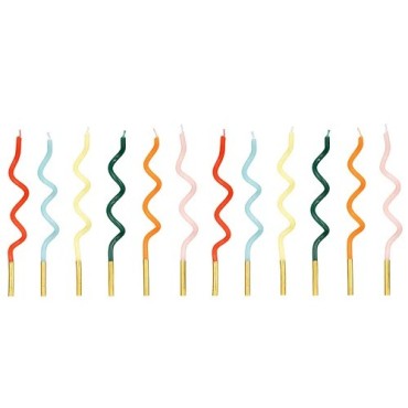PartyDeco Rainbow Birthday Candles Twisted – 12 pcs buy Switzerland