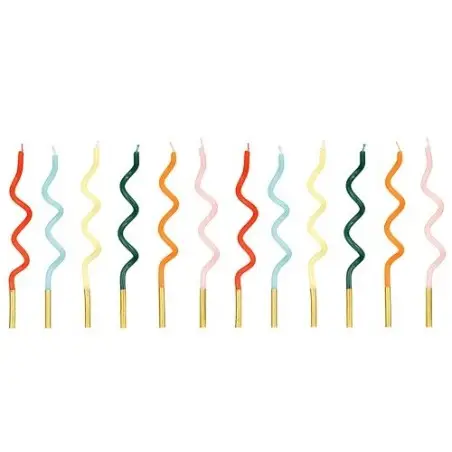 PartyDeco Rainbow Birthday Candles Twisted – 12 pcs buy Switzerland