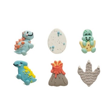 Decora Dinosaur Sugar Decorations 6 pcs – Cake Toppers for Kids Parties