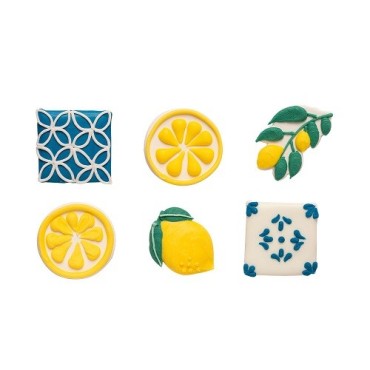 Decora Amalfi Sugar Decorations 6 pcs – Lemons & Tiles for Summer Cakes