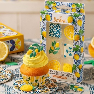 Decora Amalfi Sugar Decorations 6 pcs – Lemons & Tiles for Summer Cakes