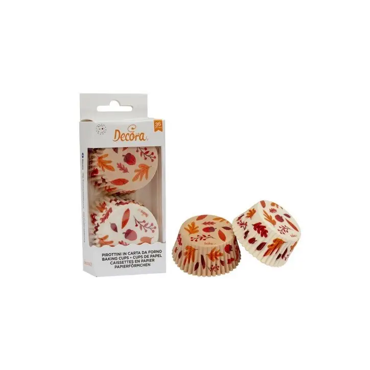 Decora Cupcake Förmchen Herbstlaub – 36 Stück Muffin Förmchen Ø 50 mm