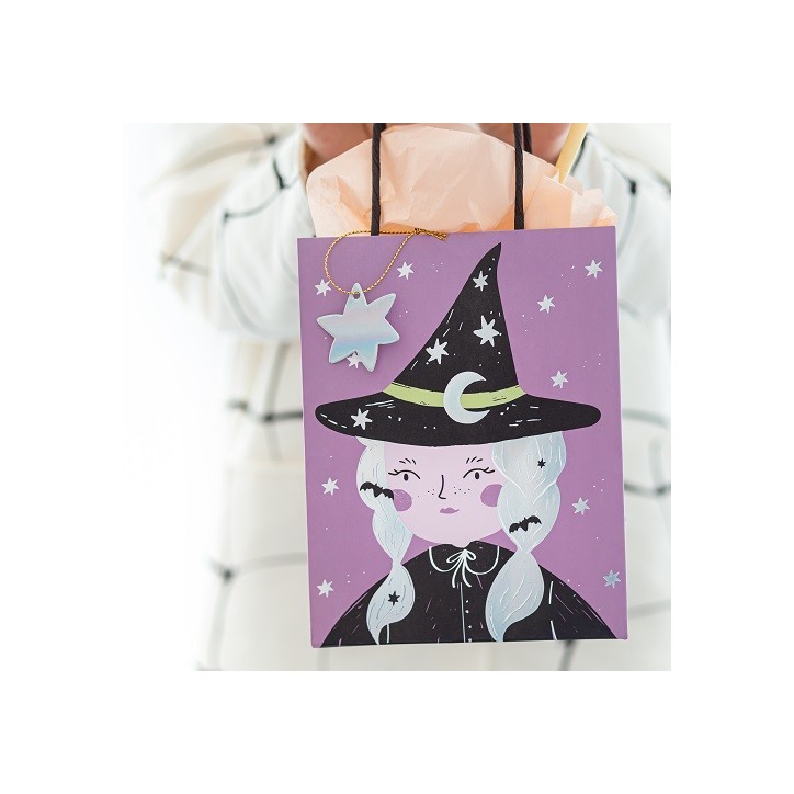Partydeco Witch Handle Bag 8x14x18 cm – Halloween Gift Bag