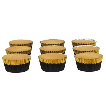 PME Cupcake Cases Black with Gold Trim, 30 pcs – Elegant Baking Cups