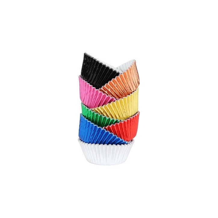 PME Cupcake Förmchen Metallic, 100 Stück – Bunte Muffinförmchen in 8 Farben