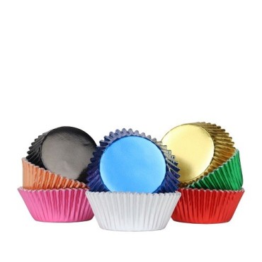 PME Cupcake Förmchen Metallic, 100 Stück – Bunte Muffinförmchen in 8 Farben