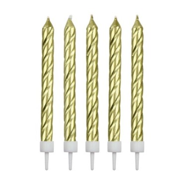 PME Goldene Geburtstagskerzen 16 Stück mit Happy Birthday Schild
