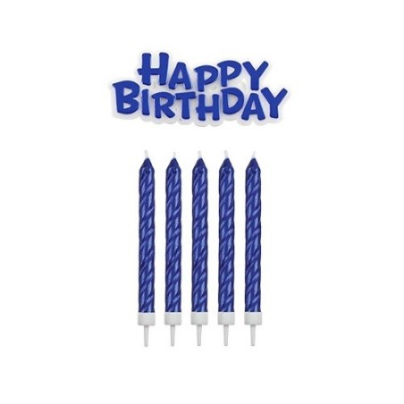 PME Blue Birthday Candles 16 pcs with Happy Birthday Plaque