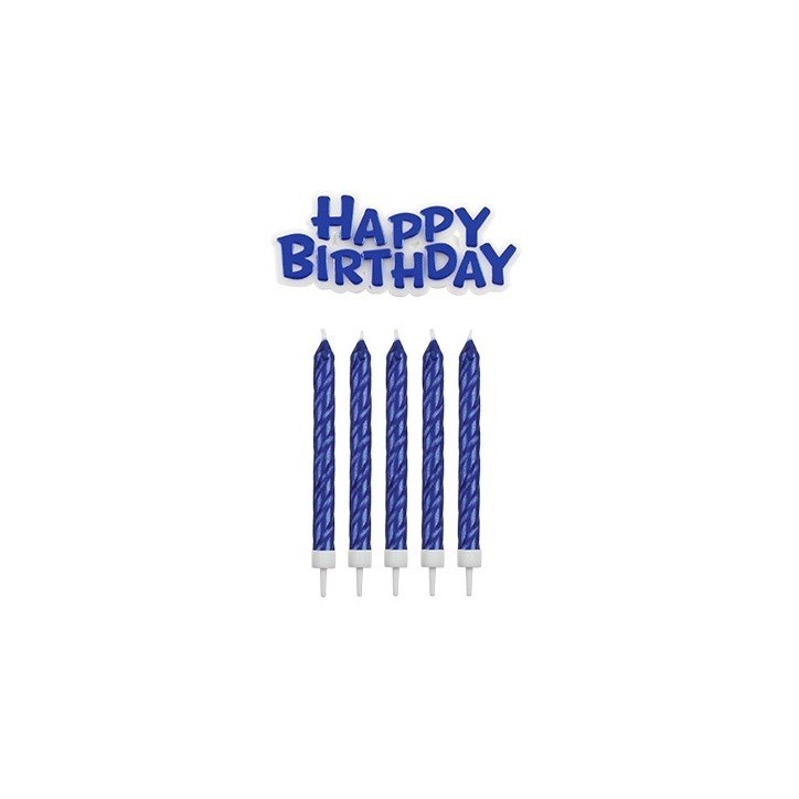 PME Blaue Geburtstagskerzen 16 Stück mit Happy Birthday Schild PME Blaue Geburtstagskerzen 16 Stück mit Happy Birthday Schild