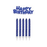 PME 16 Blaue Kerzen und Happy Birthday Schild PME 16 Blaue Kerzen und Happy Birthday Schild