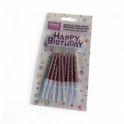 PME 16 Rose Candles and Happy Birthday Plaque PME 16 Rose Candles and Happy Birthday Plaque