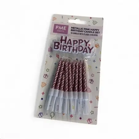 PME Rosé Geburtstagskerzen 16 Stück mit Happy Birthday Schild