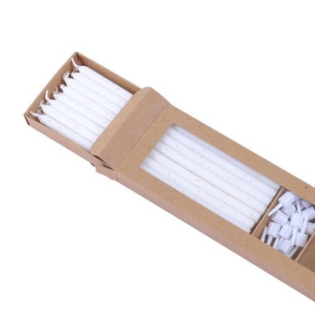 PME Tall Birthday Candles White with Gold Glitter 16 pcs