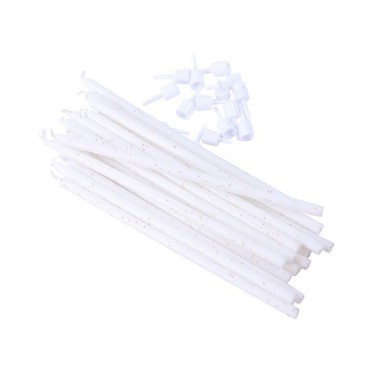 PME Tall Birthday Candles White with Gold Glitter 16 pcs