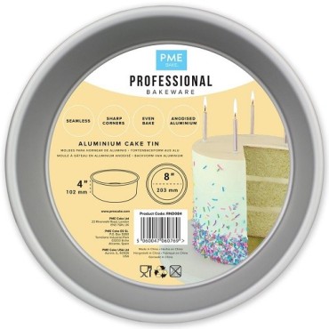 PME Aluminium Backform rund 20x10 cm – Extra tiefe Tortenform