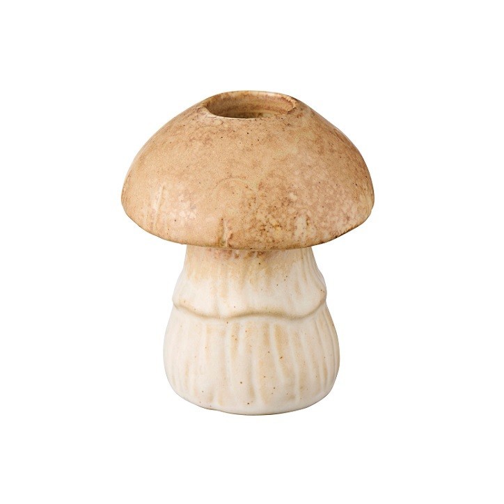 IB Laursen Mushroom Candle Holder 8 cm – Ceramic Taper Candle Holder for Autumn Décor