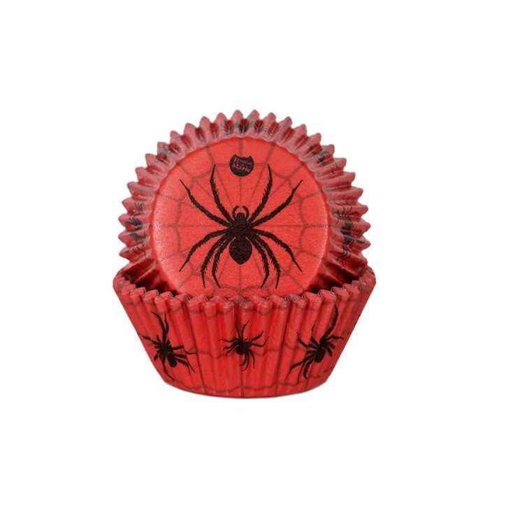 House of Marie Spider Cupcake Förmchen – 48 Stück (50 x 32,5 mm) Halloween & Spider-Man Party