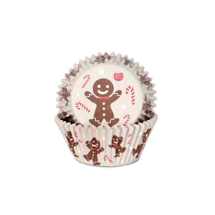 House of Marie Gingerbread Cupcake Förmchen – 48 Stück Weihnachts Muffinförmchen
