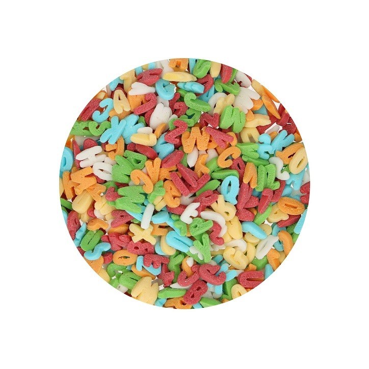 FunCakes Rainbow Buchstaben Zuckerdekor 50 g – Buntes Kuchendekor für Kindergeburtstag & Schulanfang