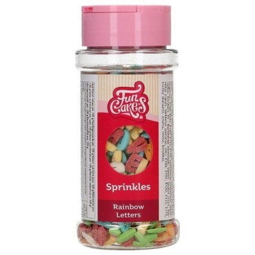 FunCakes Rainbow Buchstaben Zuckerdekor 50 g – Buntes Kuchendekor für Kindergeburtstag & Schulanfang