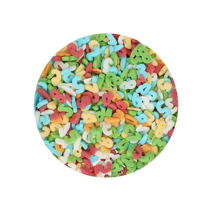 FunCakes Rainbow Numbers Sprinkles 50 g – Colourful Sugar Décor for Kids’ Cakes