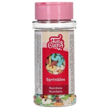 FunCakes Rainbow Numbers Sprinkles 50 g – Colourful Sugar Décor for Kids’ Cakes