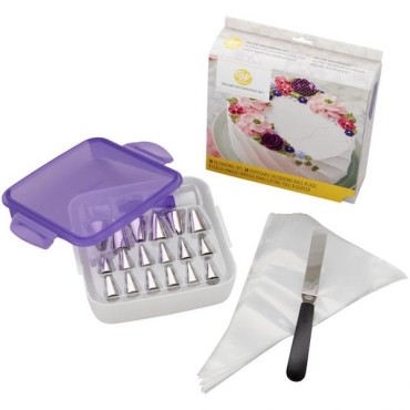 Wilton Deluxe Tüllen Dekorationsset 46-teilig 🎂 Profi Spritztüllen & Spritzbeutel im Set