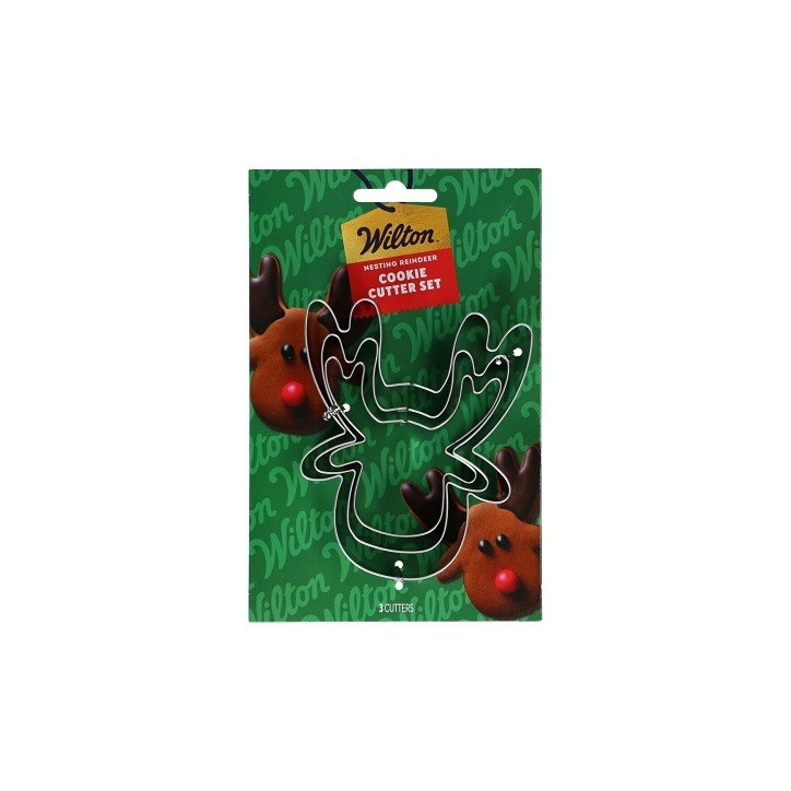Wilton Reindeer Cookie Cutter Set 3-piece 🦌 Stainless Steel Christmas Cutters