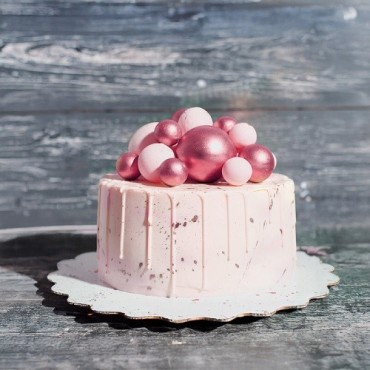 Patisdécor Pink Decorative Balls 🎀 12 pcs – Elegant Cake Toppers for Layer Cakes