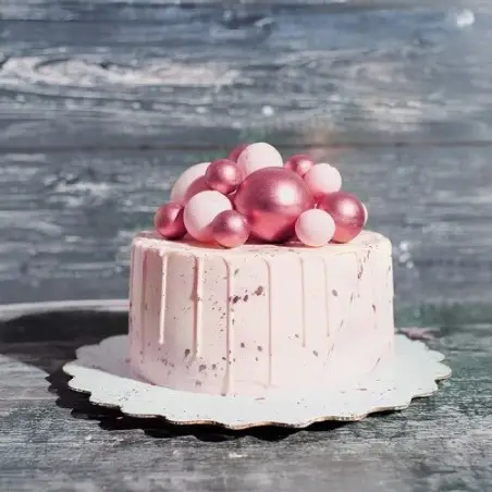 Patisdécor Rosa Dekokugeln 🎀 12 Stück – Tortendeko für Layer Cakes & Cupcakes