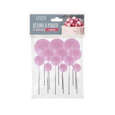 Patisdécor Rosa Dekokugeln 🎀 12 Stück – Tortendeko für Layer Cakes & Cupcakes