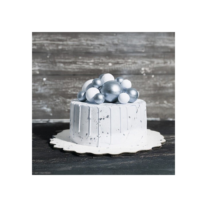 Patisdécor Silber Dekokugeln 12 Stück – Tortendeko für Layer Cakes & Hochzeitstorten Patisdécor Silber Dekokugeln 12 Stück – Tortendeko für Layer Cakes & Hochzeitstorten